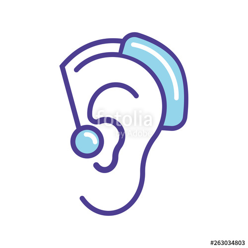 500x500 Blue Hearing Aid Icon Vector Illustration Isolated On White