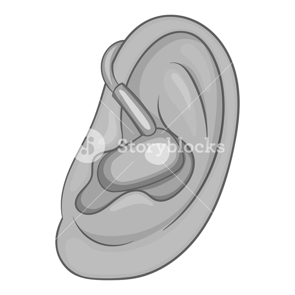 1000x1000 Hearing Aid Icon In Black Monochrome Style Isolated On White
