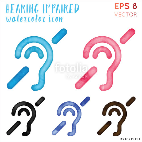 500x500 Hearing Impaired Watercolor Icon Set Appealing Hand Drawn Style