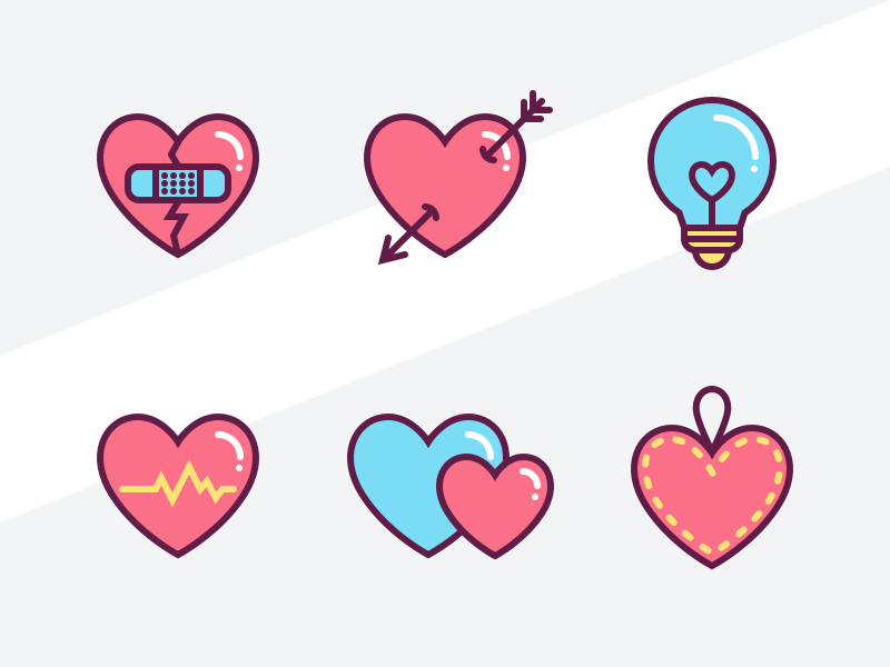 800x600 Heart Icons Sketch Freebie