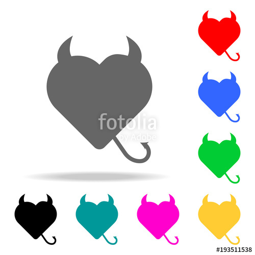500x500 Silhouette Of Devil Heart With Horns And Tail Icon Elements