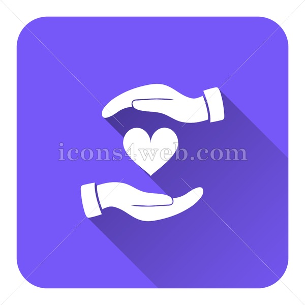 600x600 Hands Holding Heart Flat Icon With Long Shadow Vector