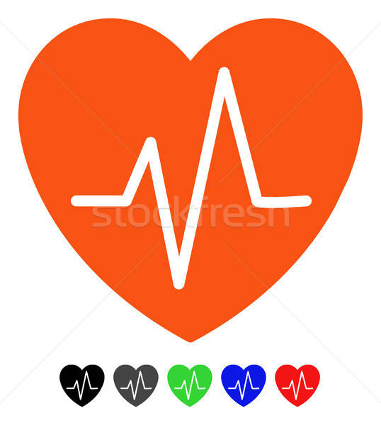 538x600 Heart Ekg Flat Icon Vector Illustration Victor Ivlichev