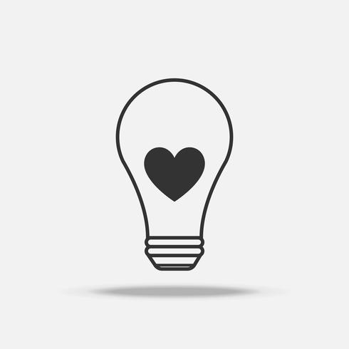 490x490 Heart Light Bulb Flat Icon With Shadow