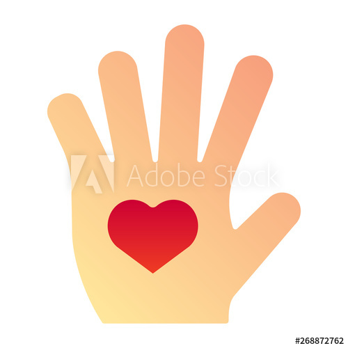 500x500 Arm With Heart Flat Icon Heart In Palm Color Icons In Trendy Flat