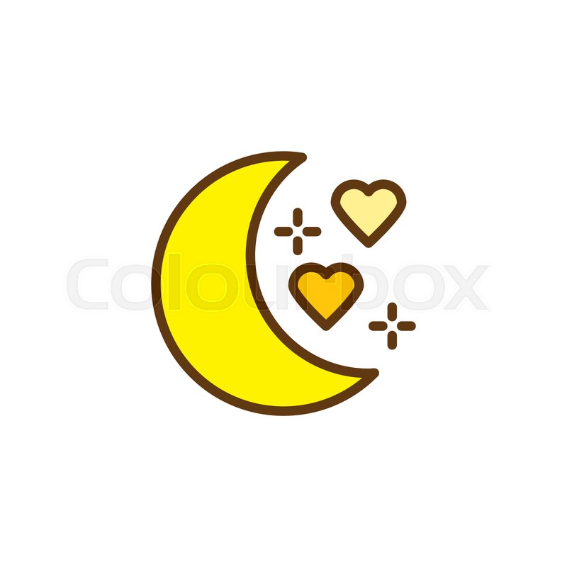 800x800 Moon With Hearts Flat Icon, Vector Stock Vector Colourbox