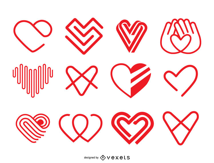 748x570 Heart Icon Logo Template Set