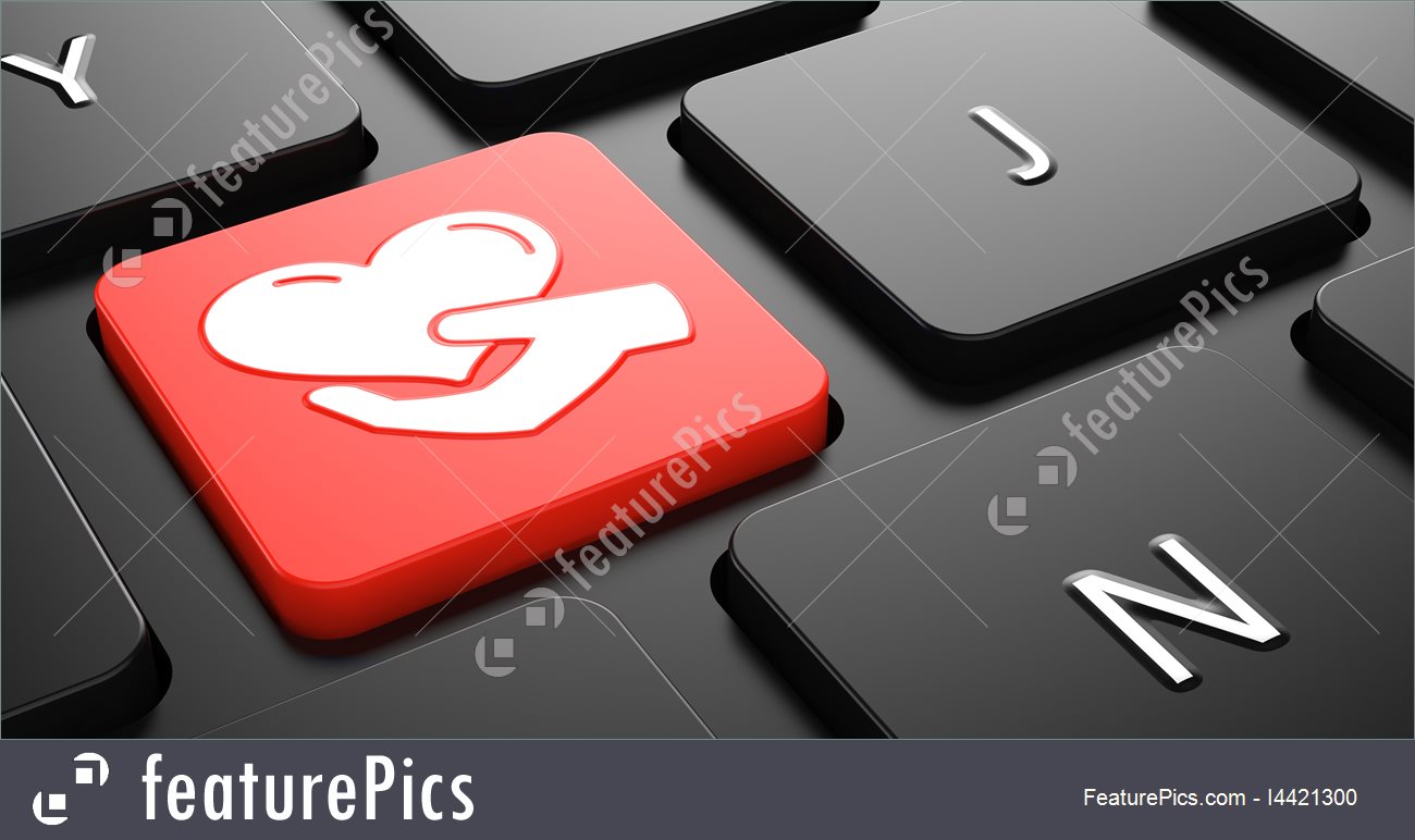 1300x772 Icon Of Heart In The Hand On Red Keyboard Button Illustration