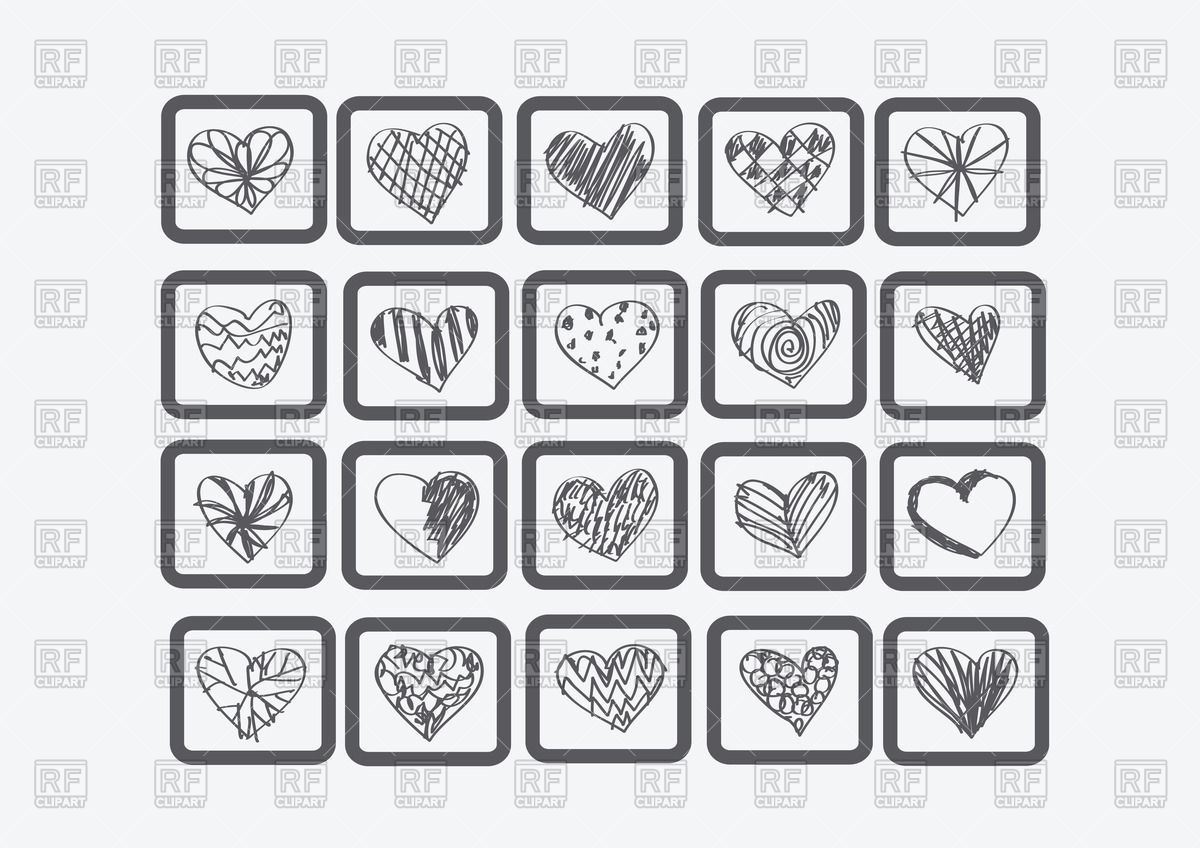 1200x848 Icons With Sketch Hearts Vector Image Of Objects Tumdee
