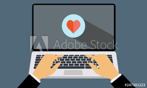 500x300 Man Working Internet On Laptop Keyboard Vector Design Love Heart