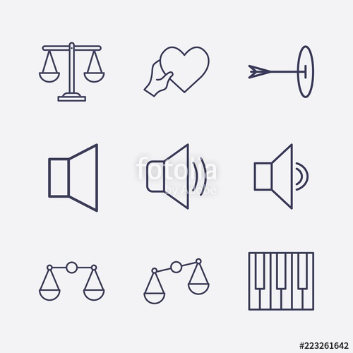 500x500 Outline Harmony Icon Set Piano Keyboard, Heart With Hand