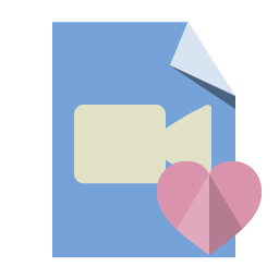 256x256 Type, File, Video, Heart Icon