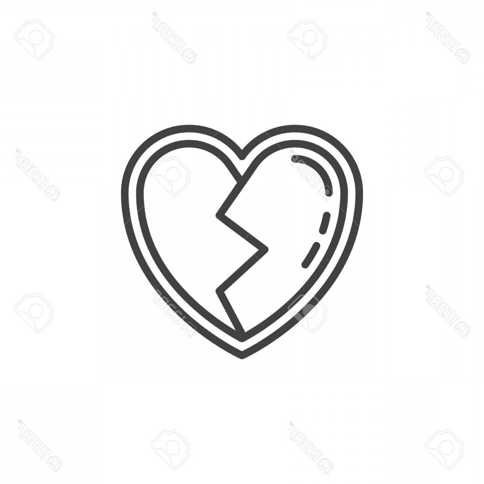 1560x1560 Photostock Vector Broken Heart Line Icon Outline Vector Sign