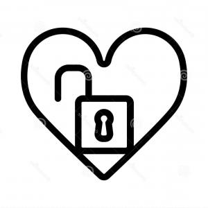300x300 Stock Illustration Heart Open Lock Vector Icon Black White Love