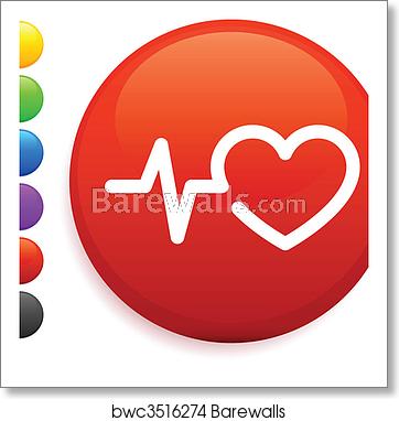 362x382 Heart Rate Icon On Round Internet Button, Art Print Barewalls