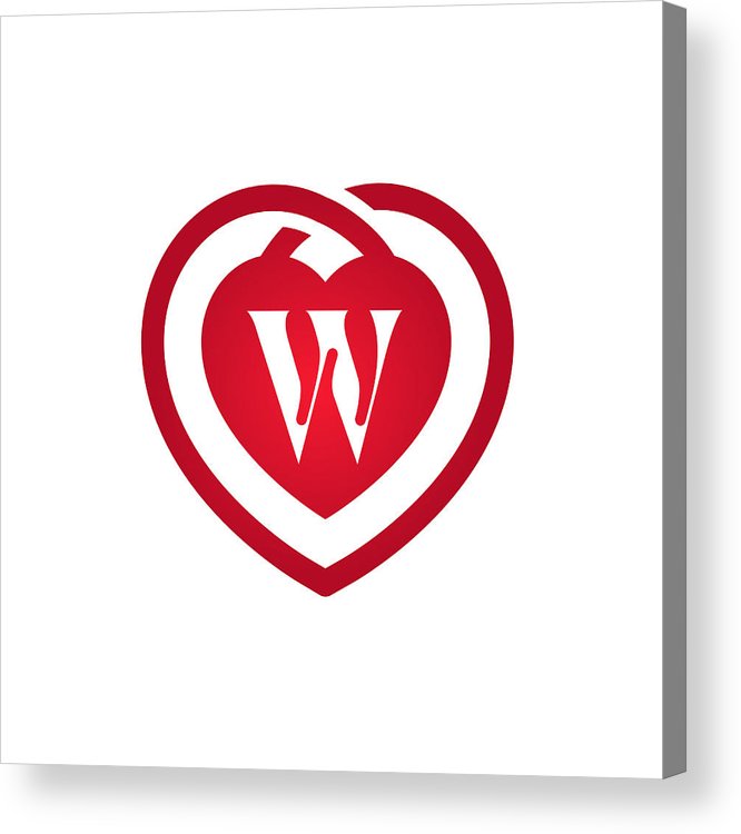 666x750 W Letter Inside Lovely Red Heart Shape Icon Logo Vector Acrylic