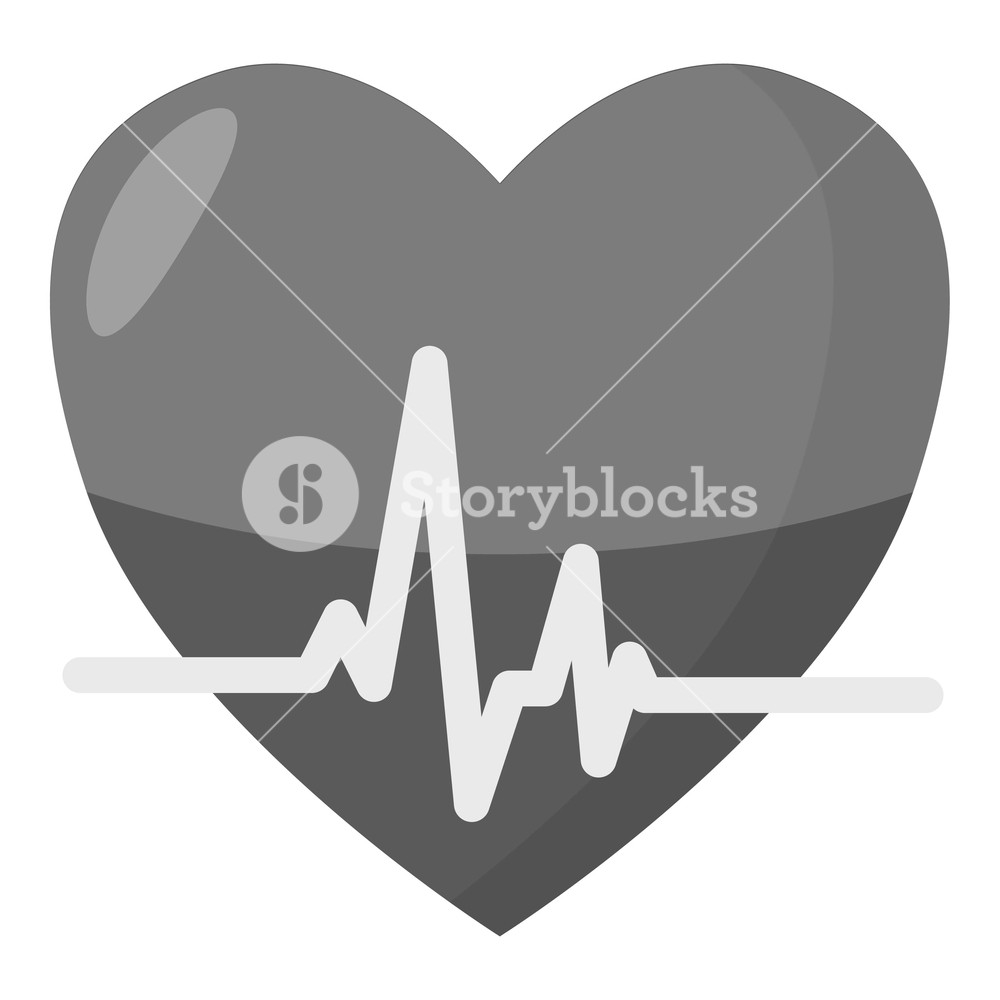 1000x1000 Heartbeat Icon Gray Monochrome Illustration Of Heartbeat Vector