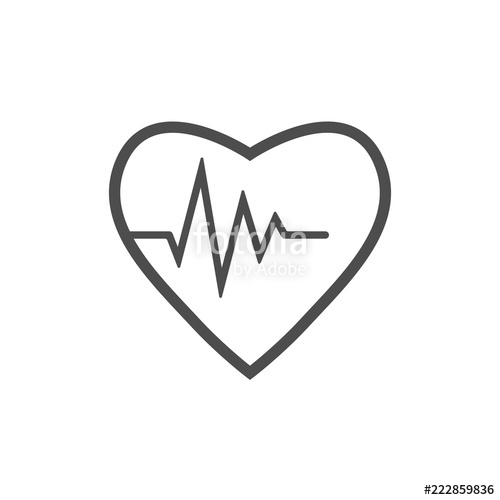 500x500 Heartbeat Icon Vector Illustration, Flat Design Stock Image