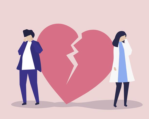 612x490 Character Illustration Of Couple With A Heartbreak Icon