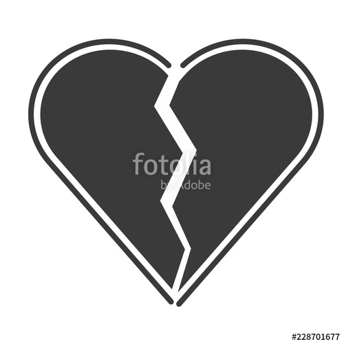 500x500 Flat Icon Heartbreak Broken Heart Or Divorce Isolated On White