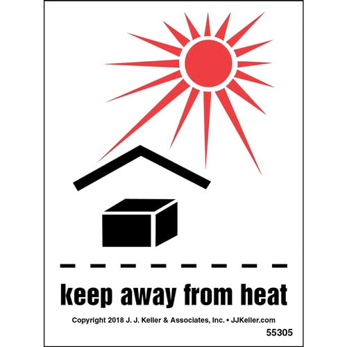 500x500 Keep Away From Heat Shipping Label With Icons