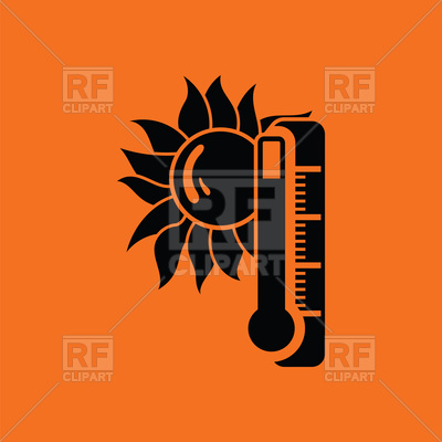 400x400 Summer Heat Icon On Orange Background Vector Image Of Signs