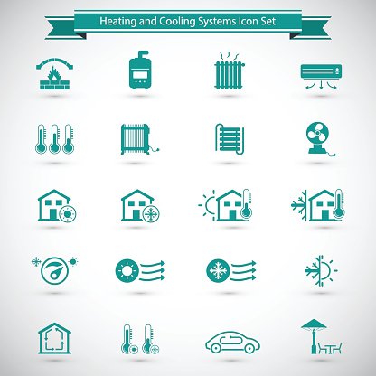416x416 Heating And Cooling Icons Premium Clipart