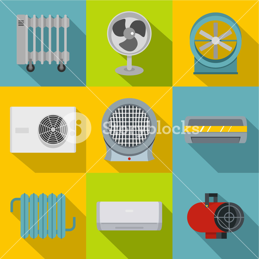 1000x1000 Heating Cooling Air Icon Set Flat Style Set Of Heating Cooling