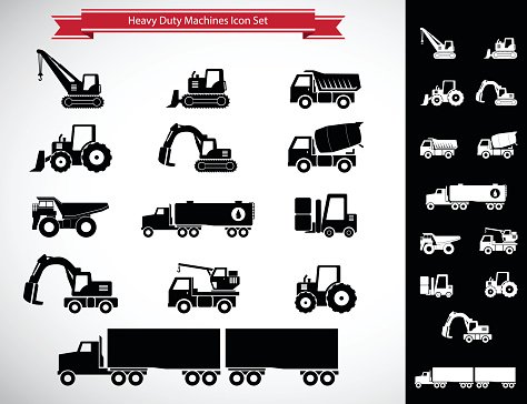 474x364 Heavy Duty Machines Icons Set Premium Clipart