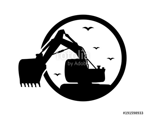 500x400 Black Excavator Excavation Heavy Machinery Builder Image Vector
