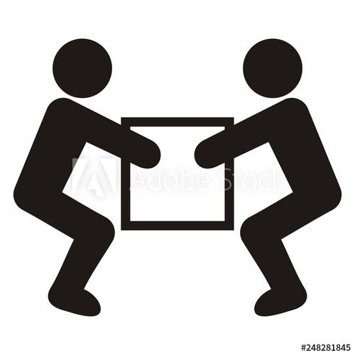 500x500 Warning Sign, Handling Heavy Loads, Vector Icon