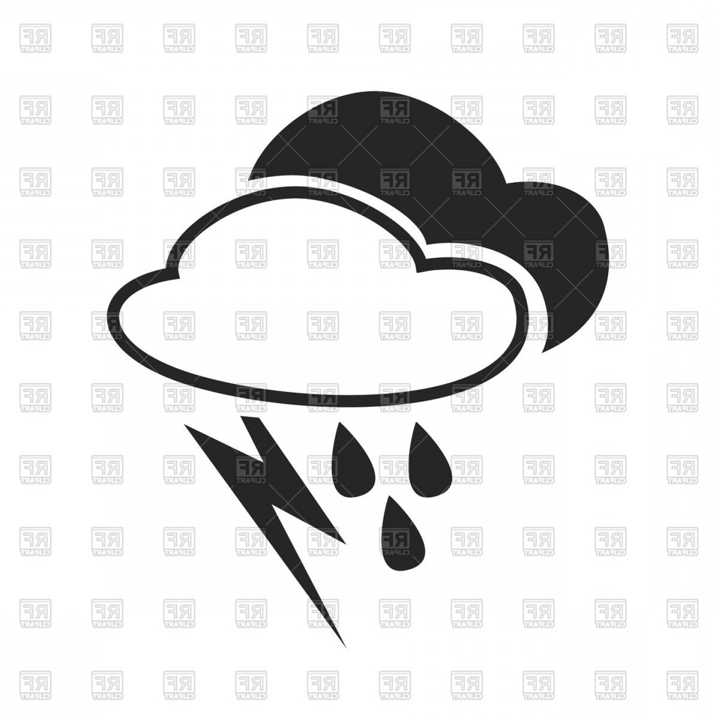 1440x1440 Heavy Rain Thunderstorm Weather Forecast Icon Vector Clipart