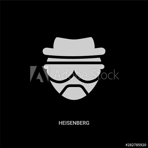 500x500 White Heisenberg Vector Icon On Black Background Modern Flat