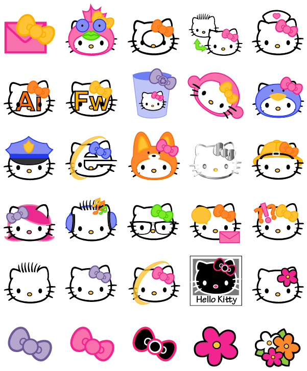 Hello Kitty Icons On Behance 601x725 Hello Kitty Icons On Behance
