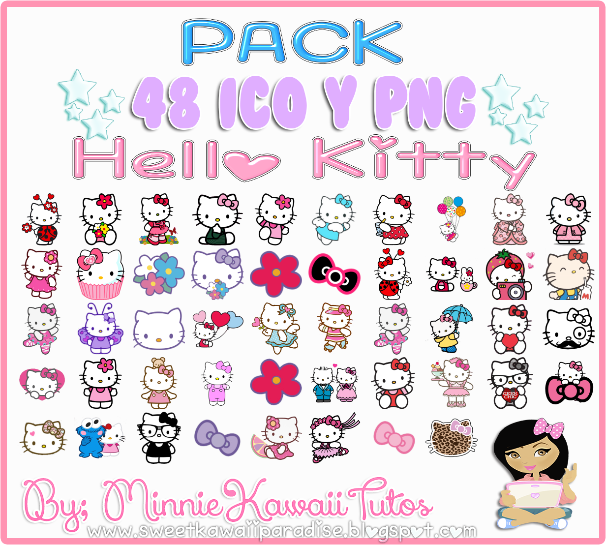 1232x1108 Pack De Iconos Hello Kitty