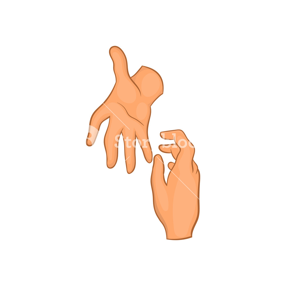 1000x1000 Helping Hand Icon In Cartoon Style Isolated On White Background