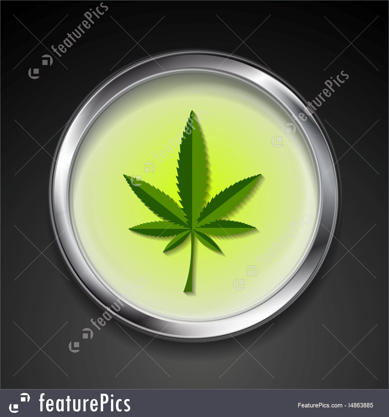 1300x1392 Cannabis Icon On Metal Button Stock Illustration