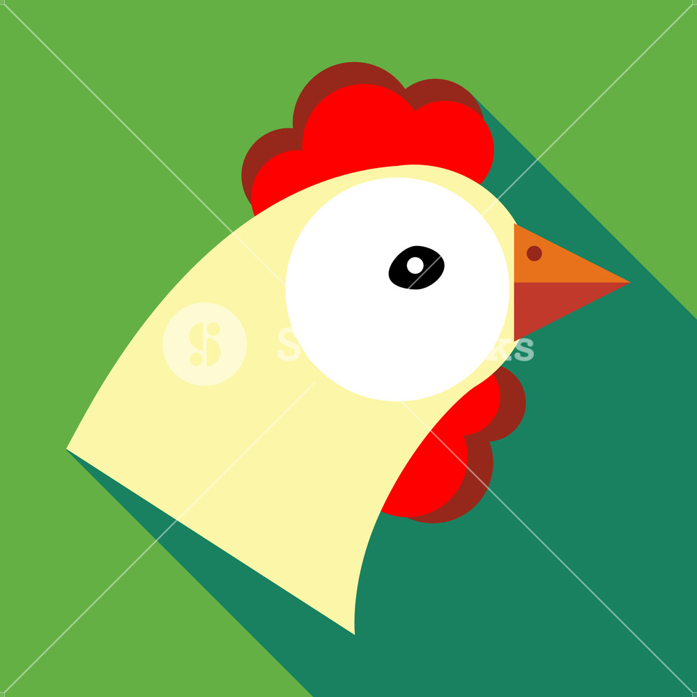 1000x1000 Hen Icon In Flat Style On A Green Background Royalty Free Stock