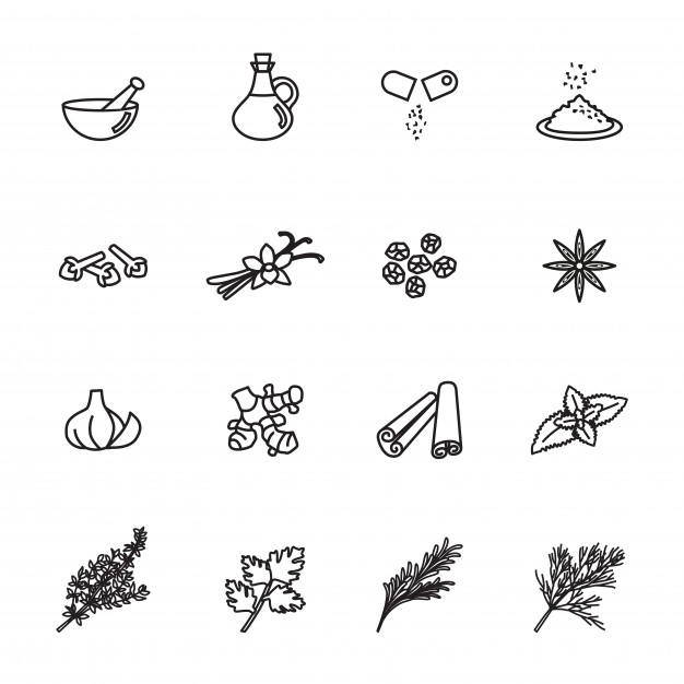 626x626 Spice, Condiment And Herb Icons Set Vector Premium Download