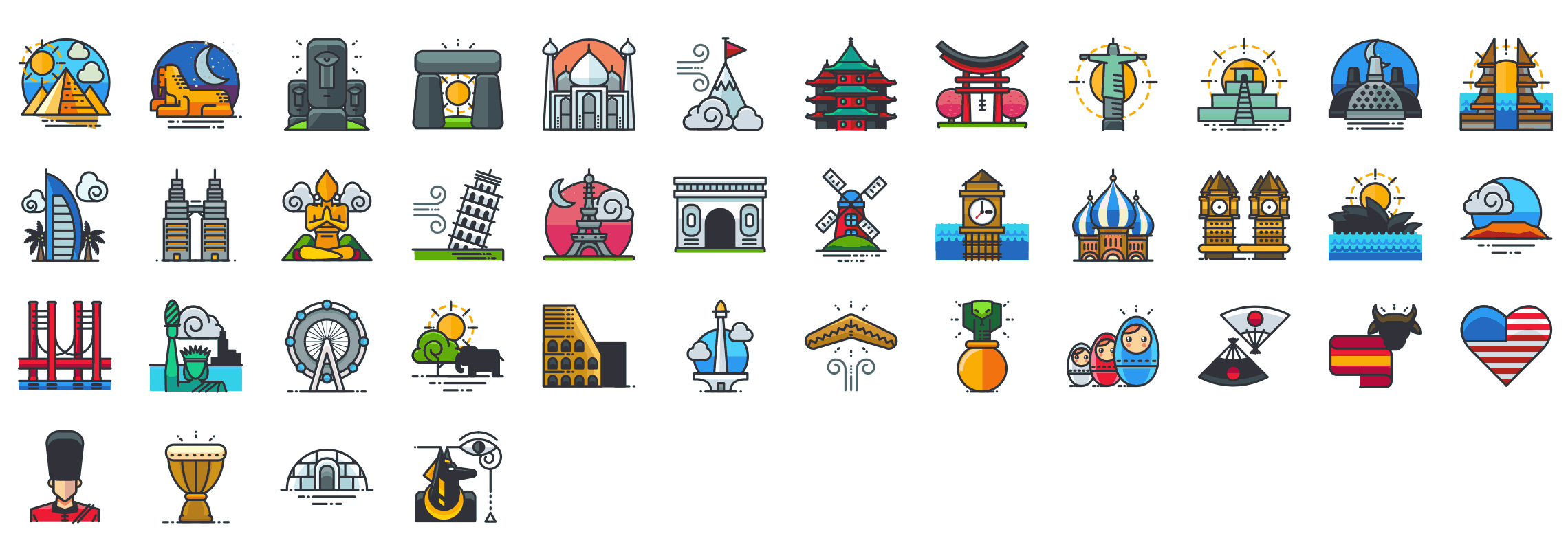 2280x812 Filled Outline Icons Pack