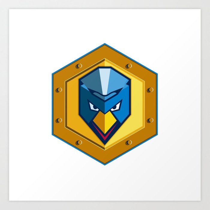 Cyber Punk Chicken Hexagon Icon Art Print 700x700 Cyber Punk Chicken Hexagon Icon Art Print
