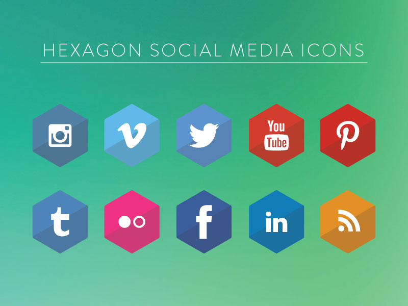 800x600 Hexagon Social Media Icons