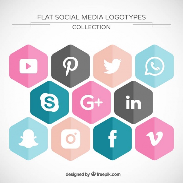 626x626 Hexagonal Social Media Icons Pack Vector Free Download