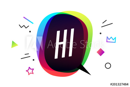 500x334 Hi Banner, Speech Bubble, Poster And Sticker Concept, Geometric