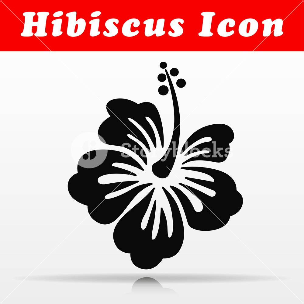 1000x1000 Illustration Of Hibiscus Flower Vector Icon Design Royalty Free