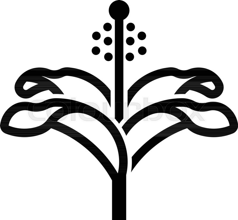 800x742 Outline Hibiscus Flower Pixel Perfect Stock Vector Colourbox