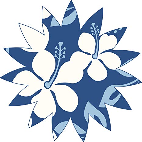 466x466 Classic Blue Hibiscus Hawaiian Tropical Flower Pattern