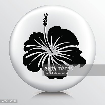 415x415 Round Icon With Hibiscus Flower Black Silhouette Premium Clipart