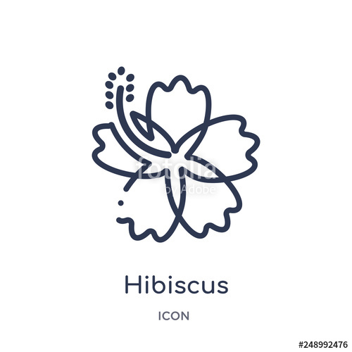 500x500 Hibiscus Icon From Nature Outline Collection Thin Line Hibiscus