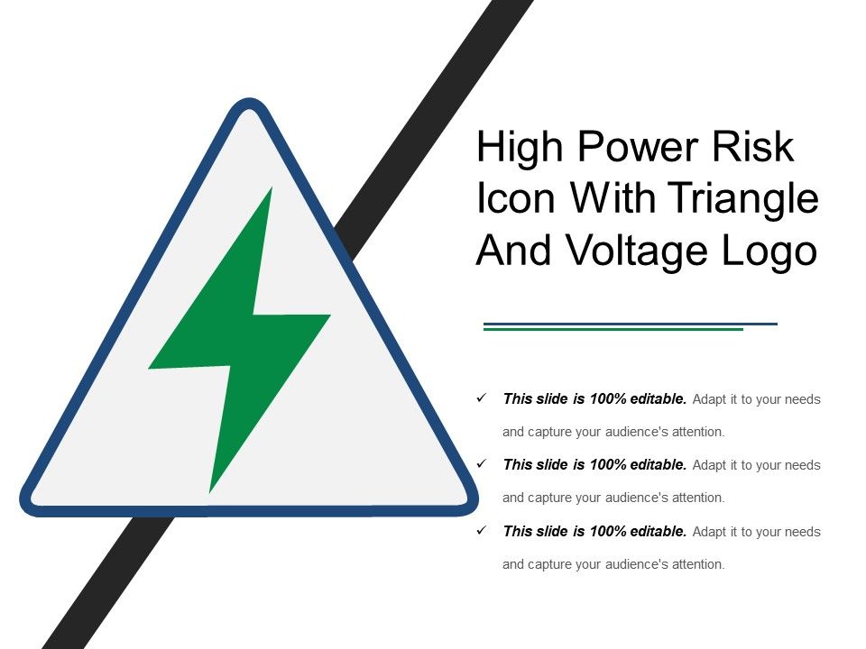 960x720 High Power Risk Icon With Triangle And Voltage Logo Powerpoint